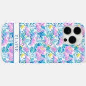 Waterverf Roze Flamingo's met Initialen Case-Mate iPhone Case (Achterkant (horizontaal))