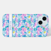 Waterverf Roze Flamingo's met Initialen Case-Mate iPhone Case (Achterkant (horizontaal))