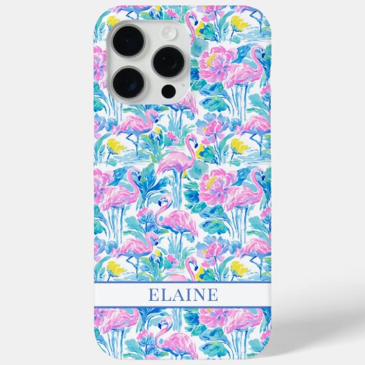 Waterverf Roze Flamingo's met Initialen Case-Mate iPhone Case (Achterkant)