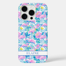 Waterverf Roze Flamingo's met Initialen