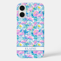 Waterverf Roze Flamingo's met Initialen