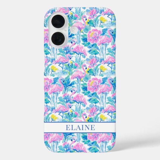 Waterverf Roze Flamingo's met Initialen Case-Mate iPhone Case (Achterkant)