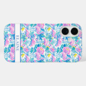 Waterverf Roze Flamingo's met Initialen Case-Mate iPhone Case (Achterkant (horizontaal))