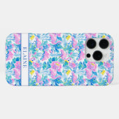 Waterverf Roze Flamingo's met Initialen iPhone Hoesje (Achterkant horizontaal)