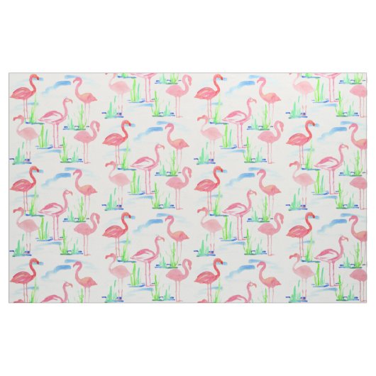 Waterverf roze flamingos stof (Fat Quarter)