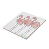 Waterverf roze flamingos tegeltje (Zijkant)