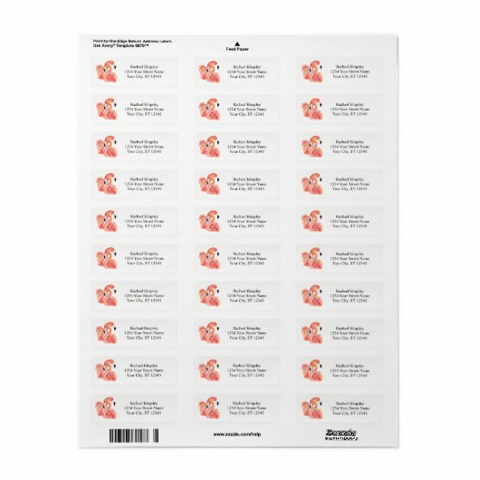 Waterverf Roze flamingos Tropische vogels Etiket (Full Sheet)