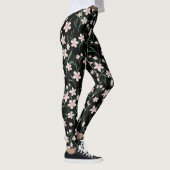 Waterverf Roze flesje met botanische zwarte patroo Leggings (Rechts)
