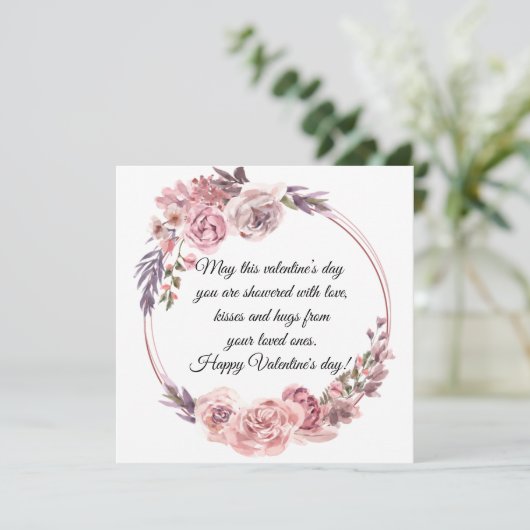 waterverf roze floraal feestdagenkaart (Staand voorkant)