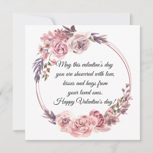 waterverf roze floraal feestdagenkaart (Voorkant)