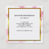 Waterverf roze floraal wit goud professional vierkante visitekaartje (Achterkant)