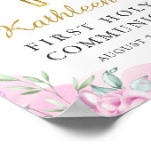 Waterverf Roze Floral 1e Heilige Communauteit Welk Poster (Hoek)
