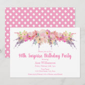 Waterverf Roze Floral 90ste verrassingsdag Kaart (Voorkant / Achterkant)