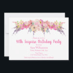 Waterverf Roze Floral 90ste verrassingsdag Kaart<br><div class="desc">Waterverf Pink Floral 90th Surprise Birthday Uitnodiging Deze roze en paarse waterverf florale uitnodiging is perfect voor uw speciale viering.</div>