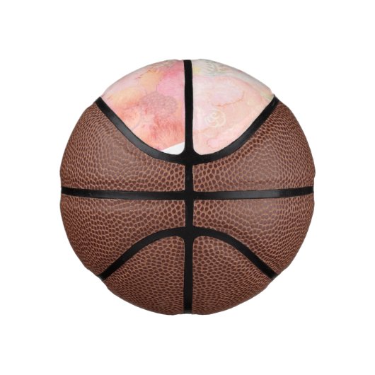 Waterverf Roze Floral Achtergrond Basketbal (Rechts)