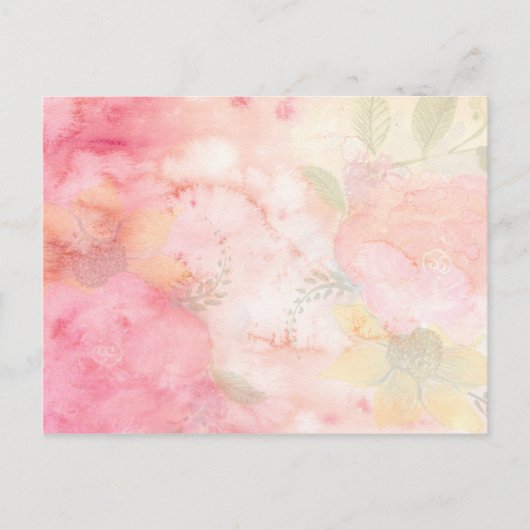 Waterverf Roze Floral Achtergrond Briefkaart (Voorkant)