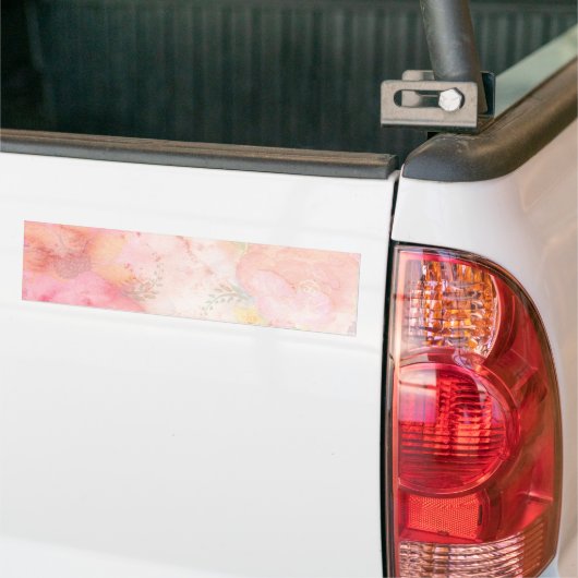 Waterverf Roze Floral Achtergrond Bumpersticker (Op Truck)