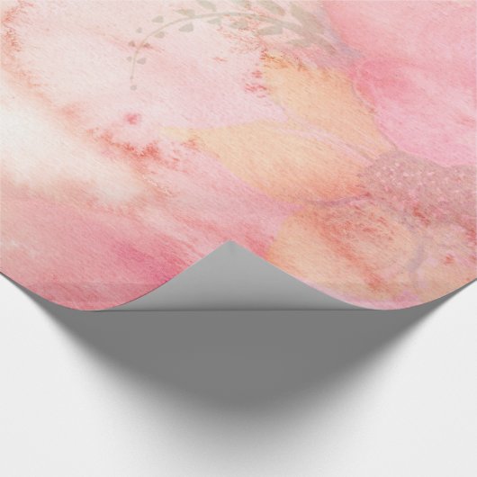Waterverf Roze Floral Achtergrond Cadeaupapier (Hoek)