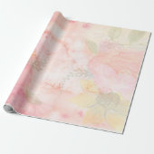 Waterverf Roze Floral Achtergrond Cadeaupapier (Uitgerold)