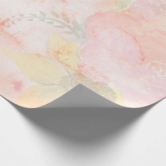 Waterverf Roze Floral Achtergrond Cadeaupapier (Hoek)