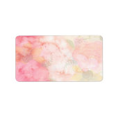 Waterverf Roze Floral Achtergrond Etiket (Voorkant)