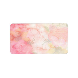 Waterverf Roze Floral Achtergrond Etiket