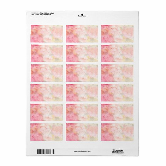 Waterverf Roze Floral Achtergrond Etiket (Full Sheet)