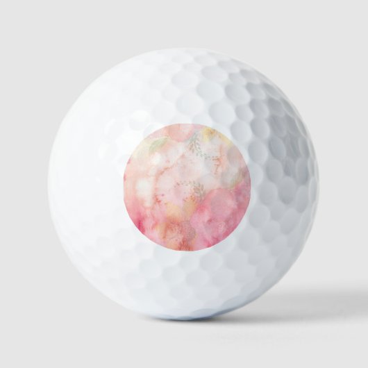 Waterverf Roze Floral Achtergrond Golfballen (Voorkant)