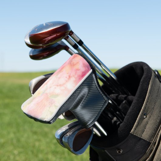 Waterverf Roze Floral Achtergrond Golfheadcover (Insitu)