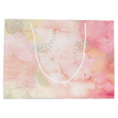Waterverf Roze Floral Achtergrond Groot Cadeauzakje (Achterkant)