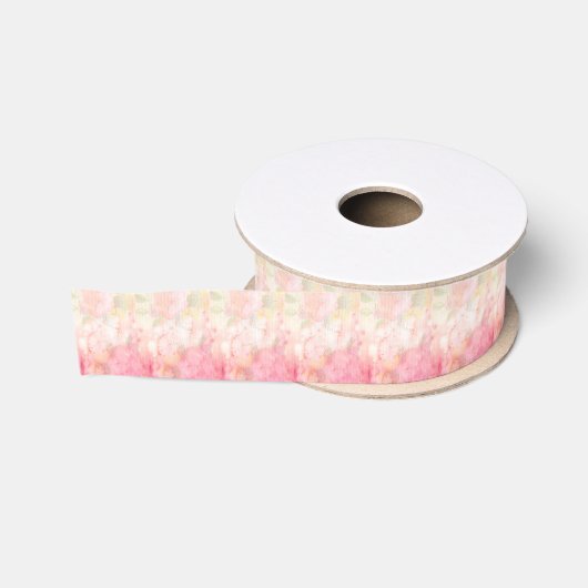 Waterverf Roze Floral Achtergrond Grosgrain Lint (Spoel)