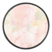 Waterverf Roze Floral Achtergrond Hockey Puck (Voorkant)
