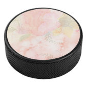 Waterverf Roze Floral Achtergrond Hockey Puck (3/4)
