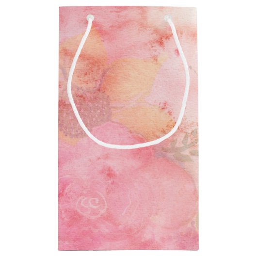 Waterverf Roze Floral Achtergrond Klein Cadeauzakje (Achterkant)