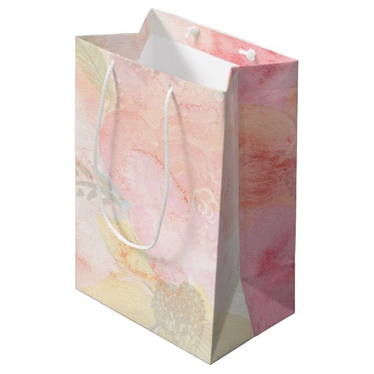Waterverf Roze Floral Achtergrond Medium Cadeauzakje (Voorkant Gekanteld)