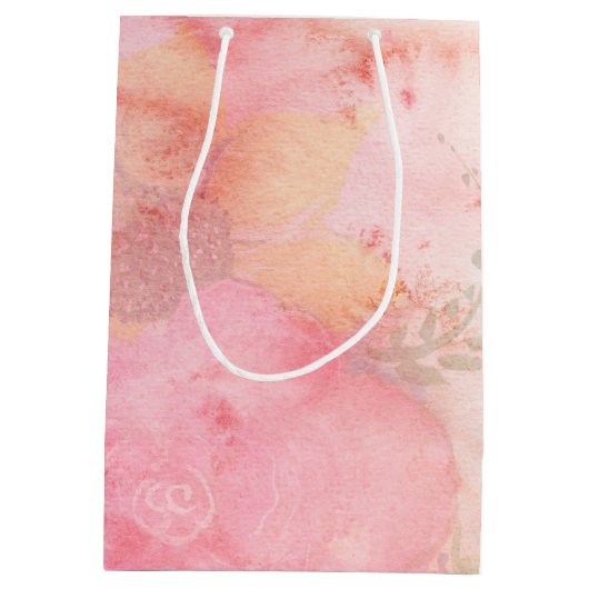 Waterverf Roze Floral Achtergrond Medium Cadeauzakje (Achterkant)