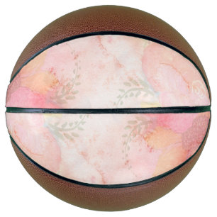 Waterverf Roze Floral Achtergrond Mini Basketbal