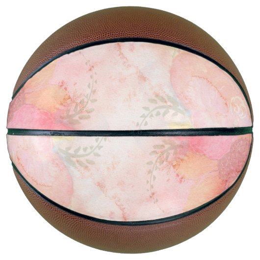 Waterverf Roze Floral Achtergrond Mini Basketbal (Voorkant)