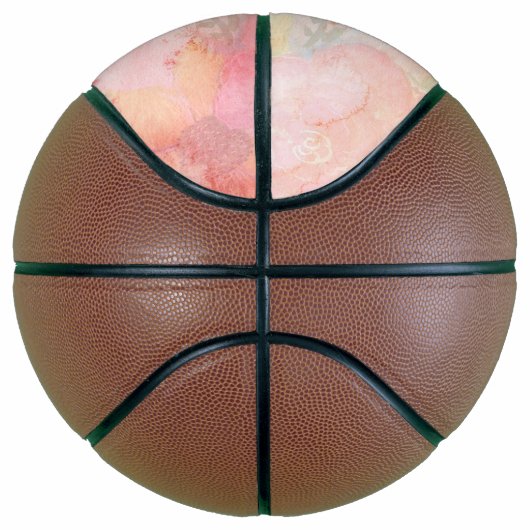 Waterverf Roze Floral Achtergrond Mini Basketbal (Rechts)