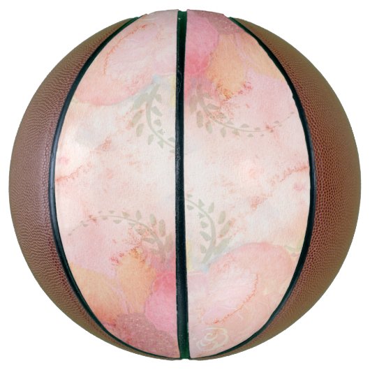 Waterverf Roze Floral Achtergrond Mini Basketbal (Verticaal)