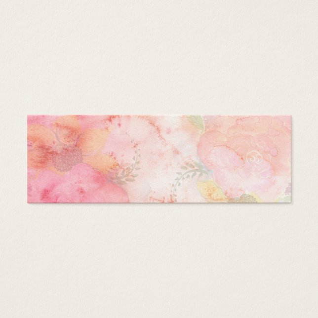 Waterverf Roze Floral Achtergrond Mini Visitekaartjes (Voorkant)