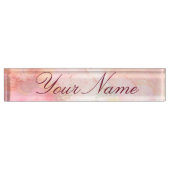 Waterverf Roze Floral Achtergrond Naambordje (Voorkant)