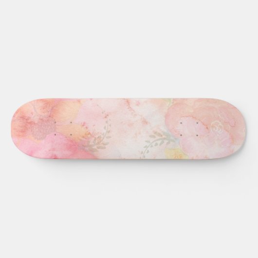 Waterverf Roze Floral Achtergrond Persoonlijk Skateboard (Horizontaal)