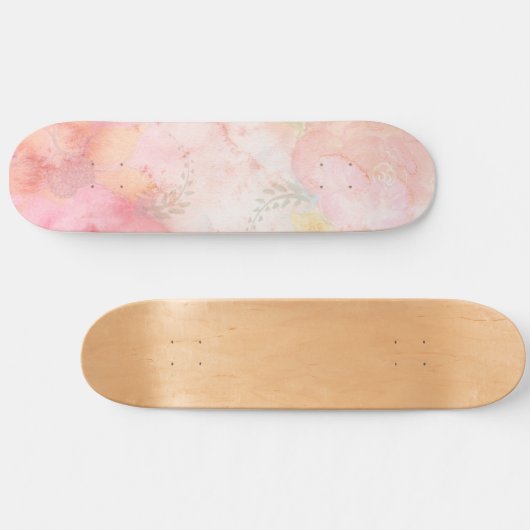 Waterverf Roze Floral Achtergrond Persoonlijk Skateboard (Horizontaal)