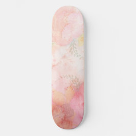 Waterverf Roze Floral Achtergrond Persoonlijk Skateboard