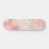 Waterverf Roze Floral Achtergrond Skateboard (Horizontaal)