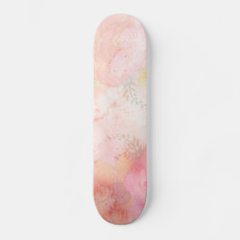 Waterverf Roze Floral Achtergrond Skateboard