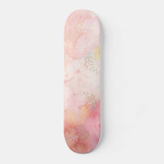 Waterverf Roze Floral Achtergrond Skateboard (Voorkant)