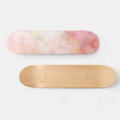 Waterverf Roze Floral Achtergrond Skateboard (Horizontaal)