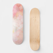 Waterverf Roze Floral Achtergrond Skateboard (Voorkant)